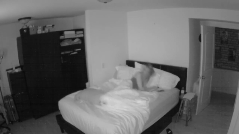  The freaking footage shows the door of her bedroom opening before showing her duvet moving