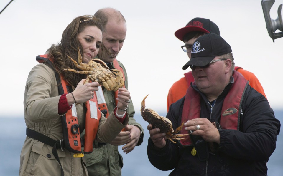  However, the royals looked a little wary of their freshly caught crabs