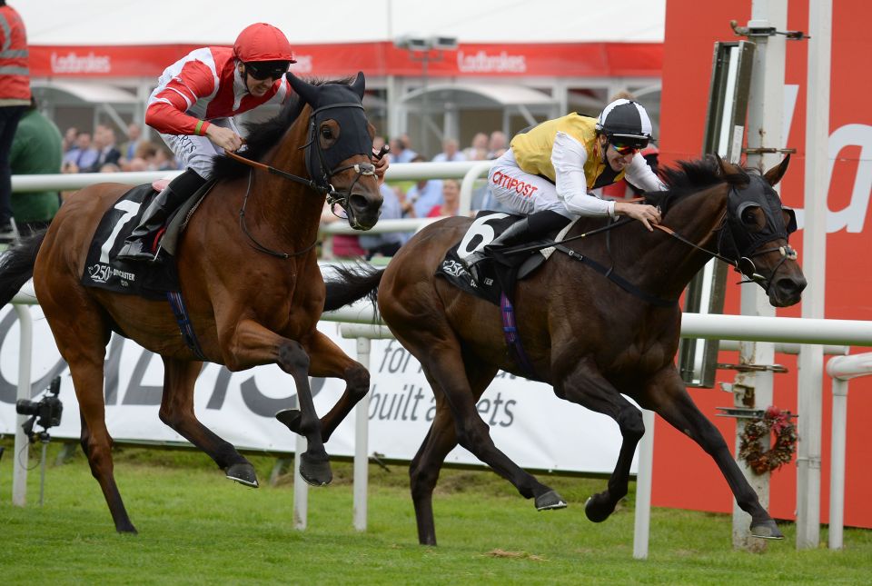  Quest For More (right) was narrowly touched off in the Doncaster Cup