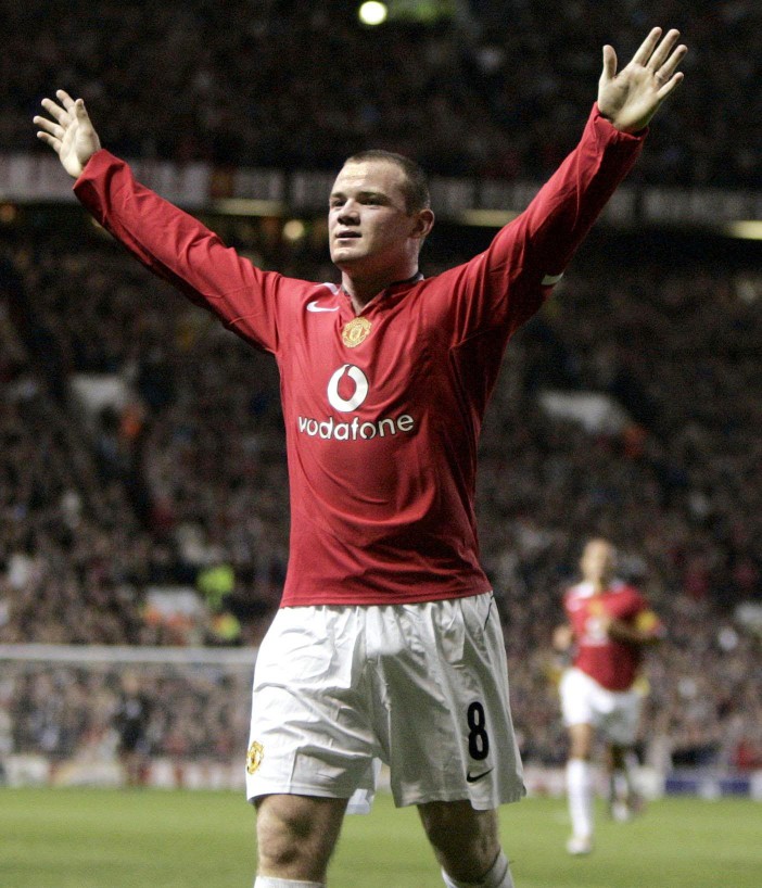  Wayne Rooney smashed home a hat-trick on his Manchester United debut in 2004