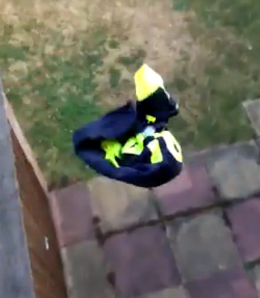 Shirt sails to the ground after being lobbed by supporter