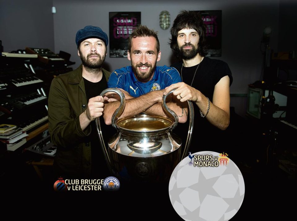 Kasabian and defender Christian Fuchs helped fans prepare for the Champions League opener 