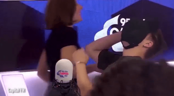  DJ Roman Kemp covered his face as the storm-out was exposed as a prank