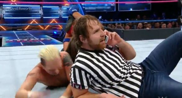 Ambrose was on his phone...when Ellsworth was tapping out