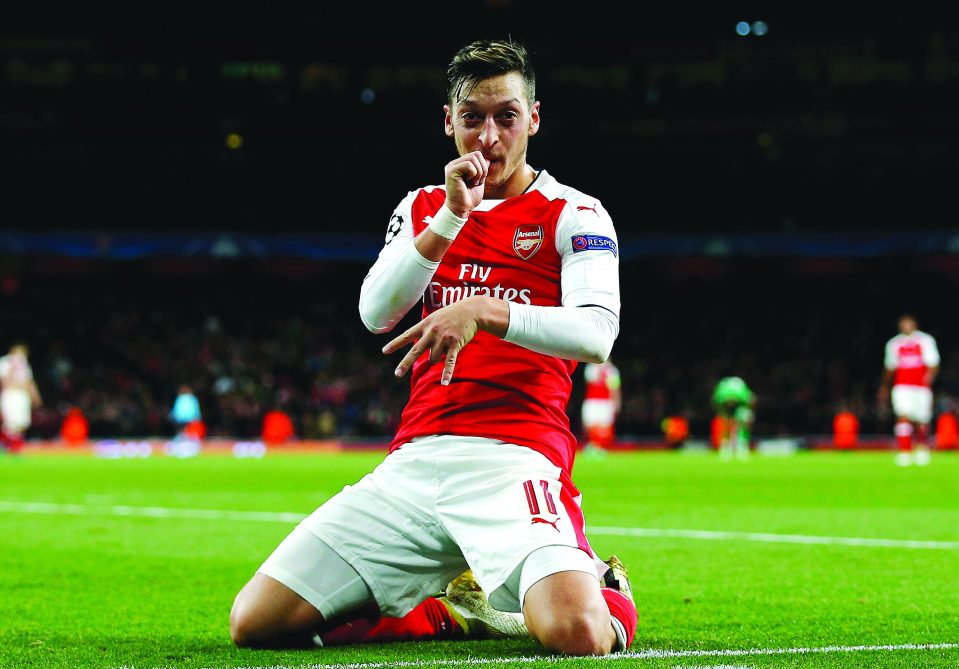  Mesut Ozil celebrates destroying Ludogorets Razgrad as Arsenal send a powerful message across Europe