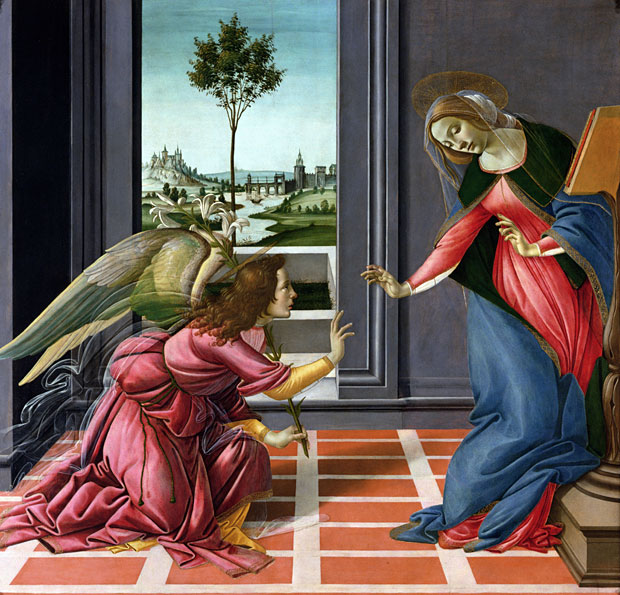  The Annunciation by Sandro Botticelli shows off the Renaissance painter's mastery of perspective.