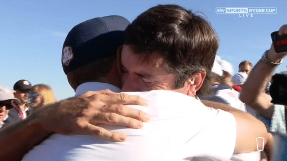  Bubba Watson could not hold back the tears as he embraced Davis Love