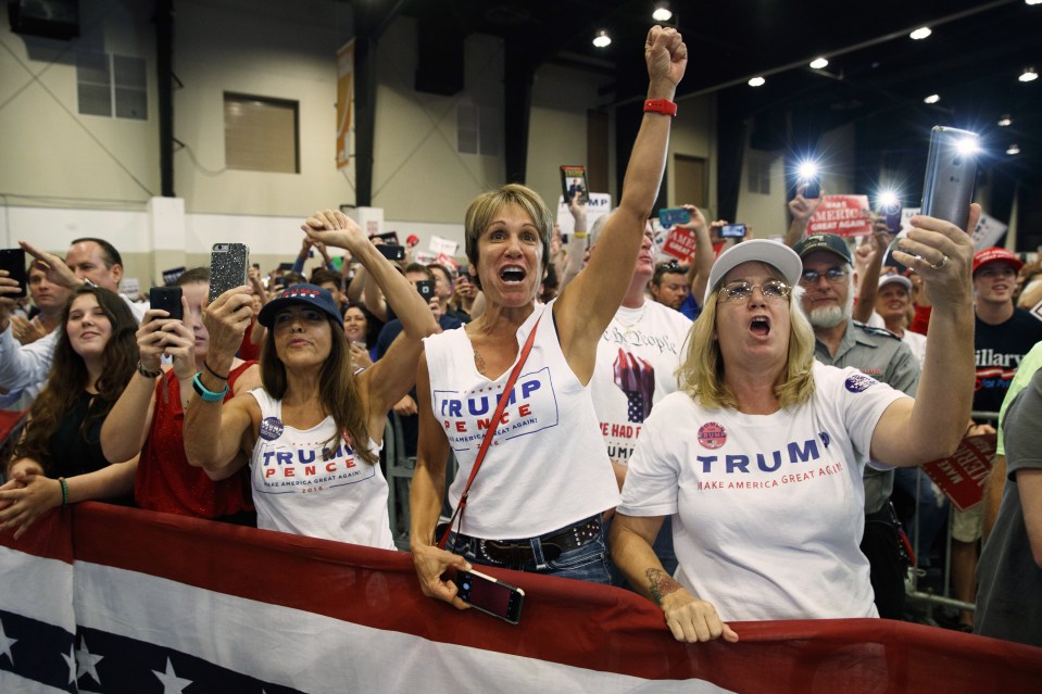  Despite allegations Trump supporters cheered and whooped as he denied he assaulted any women