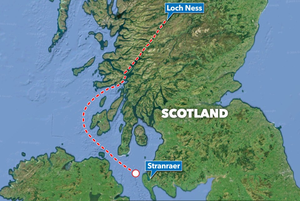  The site of the U-boat wreck is around 200 miles south of Loch Ness, which can be reached from the sea via the River Lochy