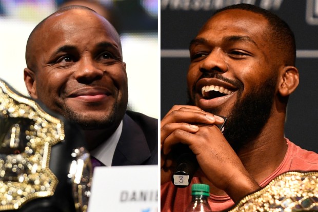 Old rivals: Jon Jones (right) is picking Daniel Cormier to retain his UFC title at UFC 206