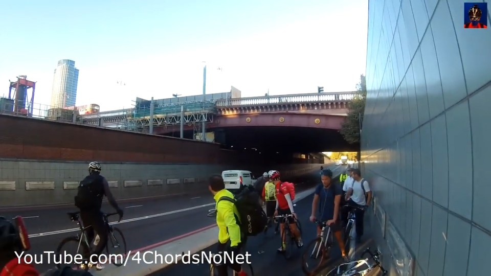  Other cyclists slowed down to help the pair after their high-speed crash