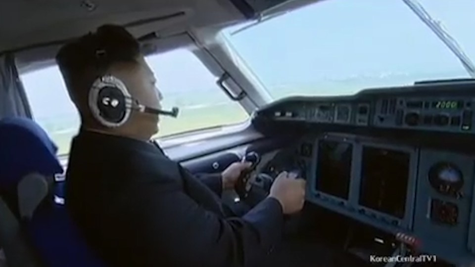  Kim looks apprehensive as he supposedly drives the huge aircraft