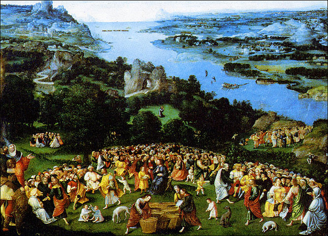  The Feeding of the Five Thousand, by 15th Century artist Joachim Patenier. One of Jesus’s best-known miracles, it is said he fed a crowd with five loaves and two fishes.