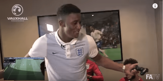  Demarai Gray reacts to scoring the first goal