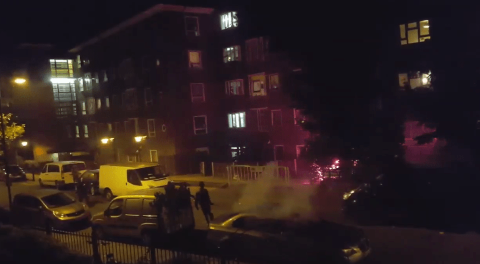  The crackling of the fireworks can be seen in the video, shot by concerned members of the community