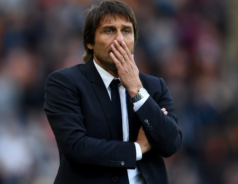  Antonio Conte looks on during the Premier League match between Hull City