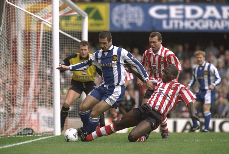  Eric Cantona in action at The Dell, but Manchester United were well beaten