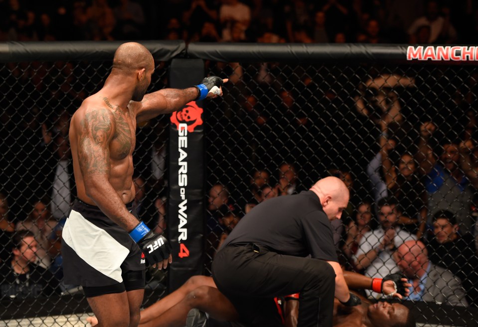  Making his point: Jimi Manuwa delivered the knockout of the night at UFC 204