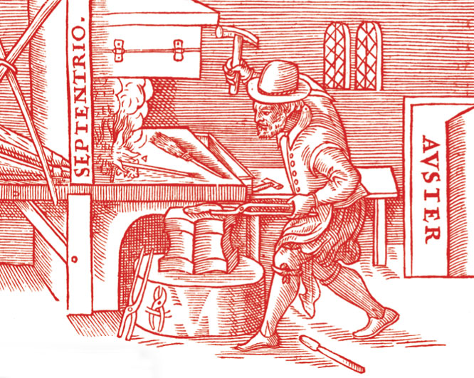  A page from William Gilbert’s De Magnete, showing one process for making artificial magnets – by lining up hot steel north-south and beating it as it cools.