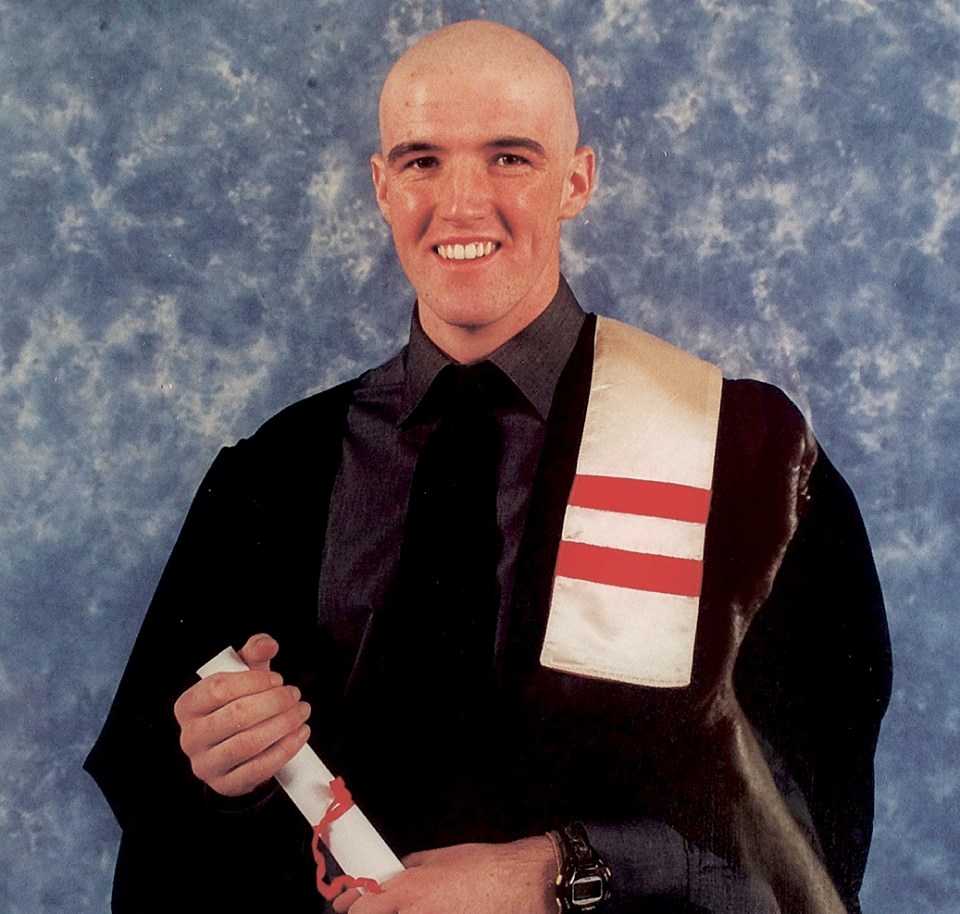  Sean at his graduation during treatment: He deferred his studies by a year because of chemotherapy