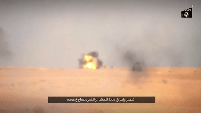  The video also shows ISIS fighters burning coalition tanks