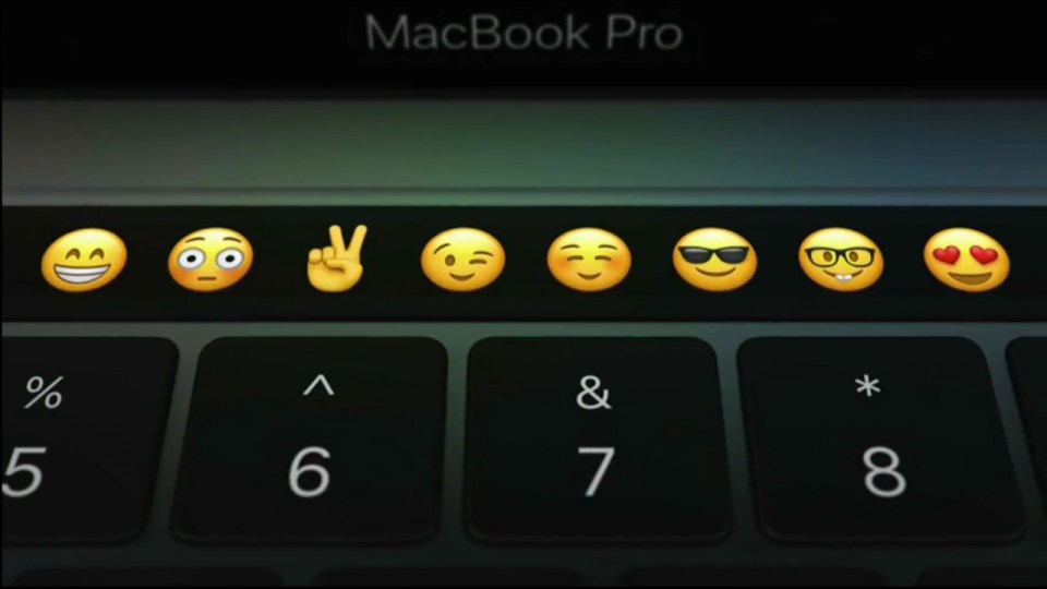 The Macbook Pro's Touch Bar can be used to easily select a range of emojis