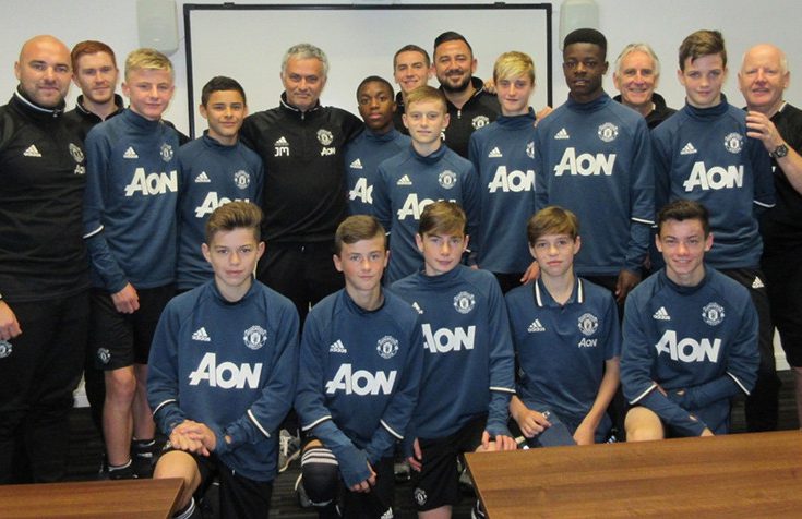  Jose Mourinho delighted the Manchester United academy kids with an impromptu pep talk before their trip to Portugal