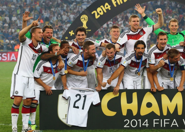 Mustafi held up Reus' shirt while celebrating the World Cup win with Germany in 2014