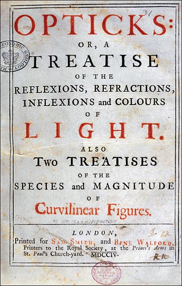  In 1704, Newton published his collected research on light and colour.