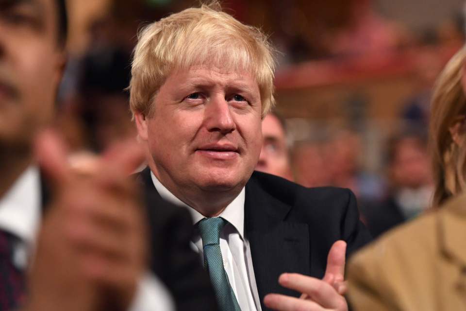  Boris Johnson was the subject of Mrs May's only joke in the speech, but he seemed to enjoy it