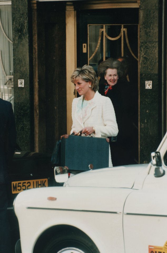 The Princess of Wales, Princess Diana leaves Claridges with her stepmother Raine Spencer