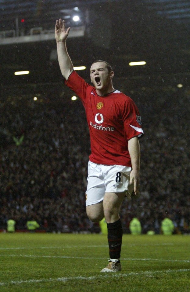  Wayne Rooney celebrates scoring against Arsenal on his 19th birthday back in 2004