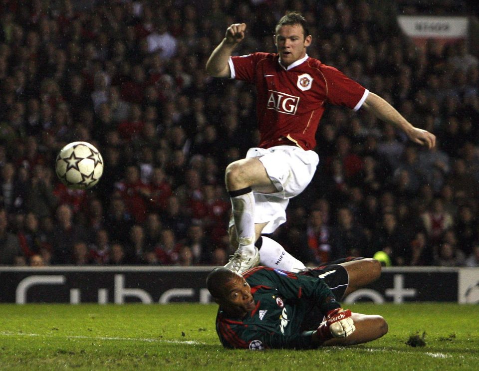  Rooney lifts the ball over keeper Dida to send United into the Champions League final