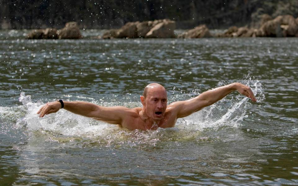  During this trip he also decided to go for a swim - opting for butterfly stroke through a freezing river