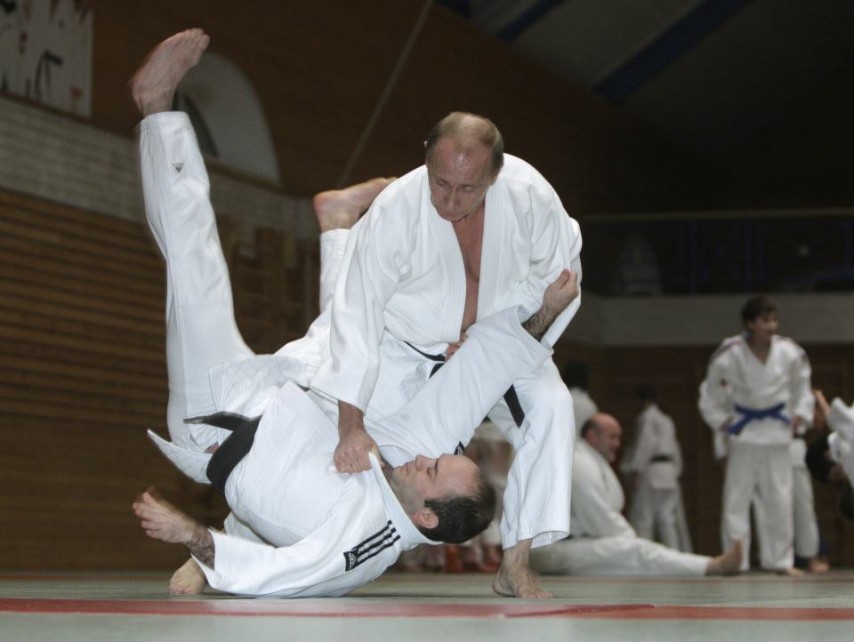  In 2009, he was photographed performing judo on this rather unlucky opponent