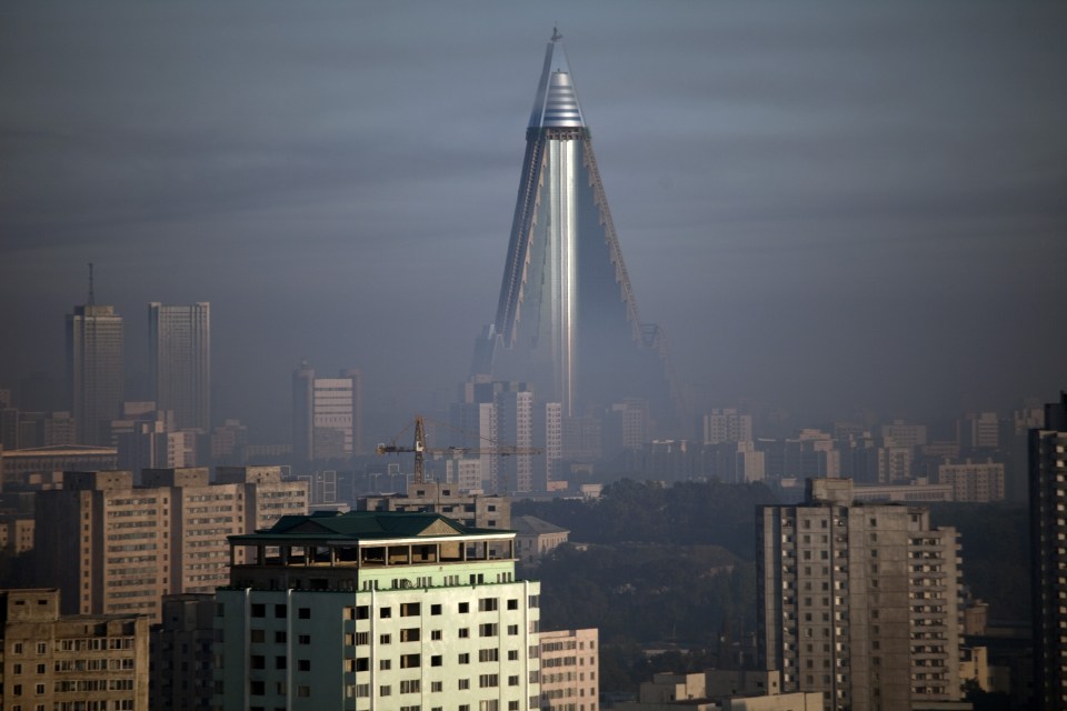  The smog engulfed 105 storey Ryugyong Hotel has yet to welcome guests some two decades after work started on it