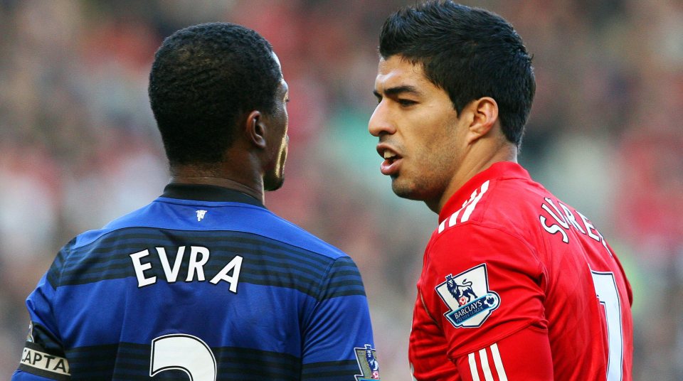  Luis Suarez served an eight-match ban after being found guilty of racially abusing Patrice Evra while the pair played for Liverpool and Manchester United