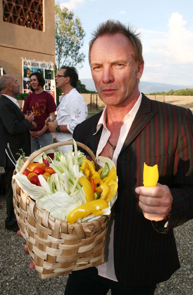  Produce . . . Sting shows off veg from his estate