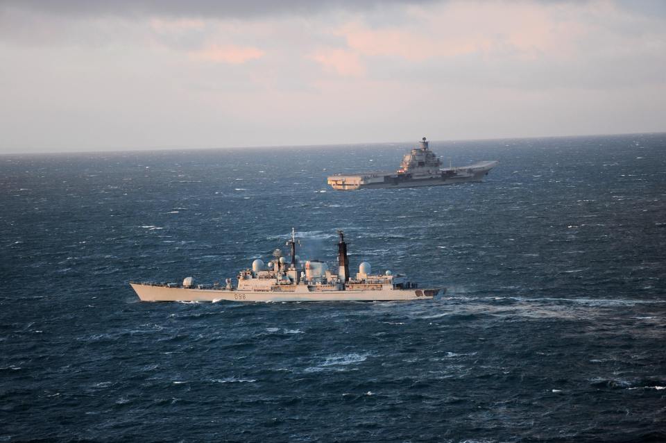  It is not the first time the Royal Navy has been called into action to escort on of the ships. HMS York shadows the Admiral Kuznetsov here in 2011