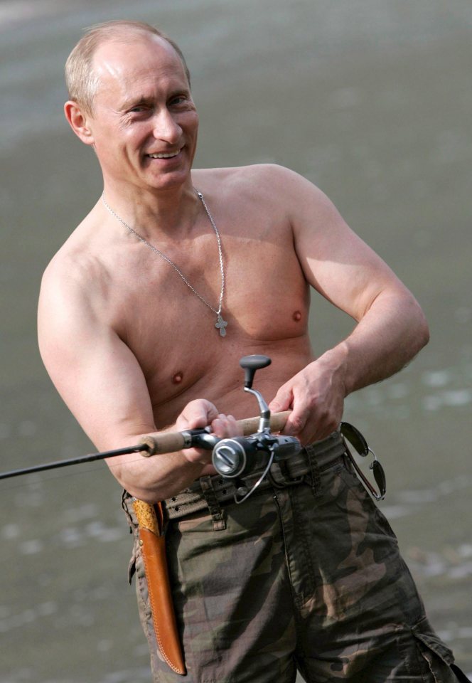  The Russian strongman again chose not to wear a top for the photographs