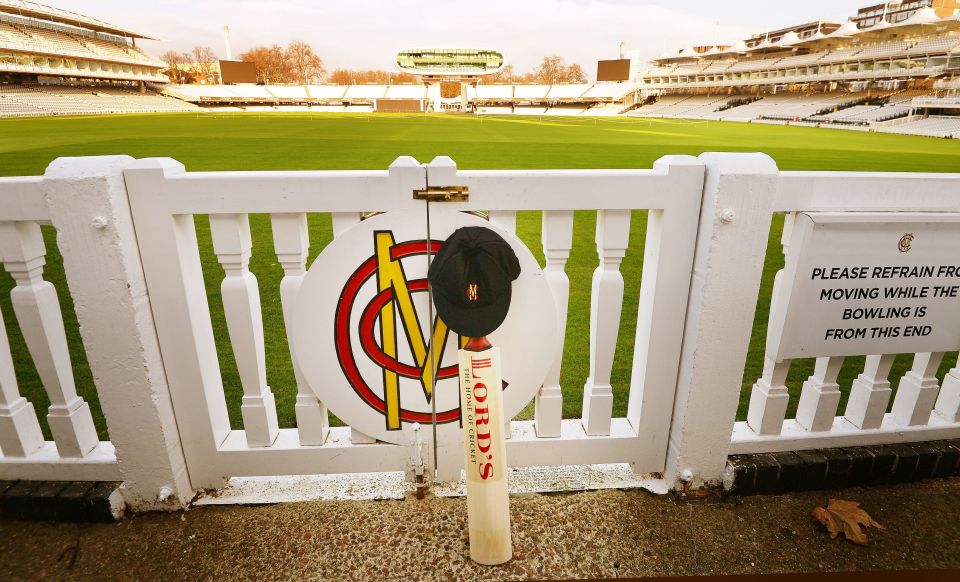  Cricket fans worldwide paid tribute to Phillip Hughes by leaning bats against walls and fences near cricket pitches like this one at Lords