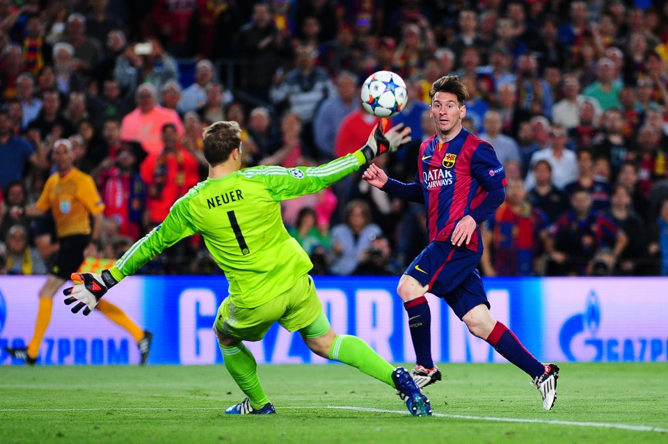  Lionel Messi famously scores past Manuel Neuer as Barcelona hammer Bayern