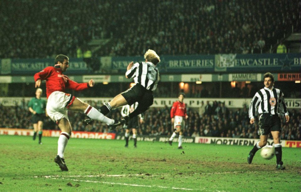  Eric Cantona is the matchwinner in title head-to-head with Newcastle in 1996