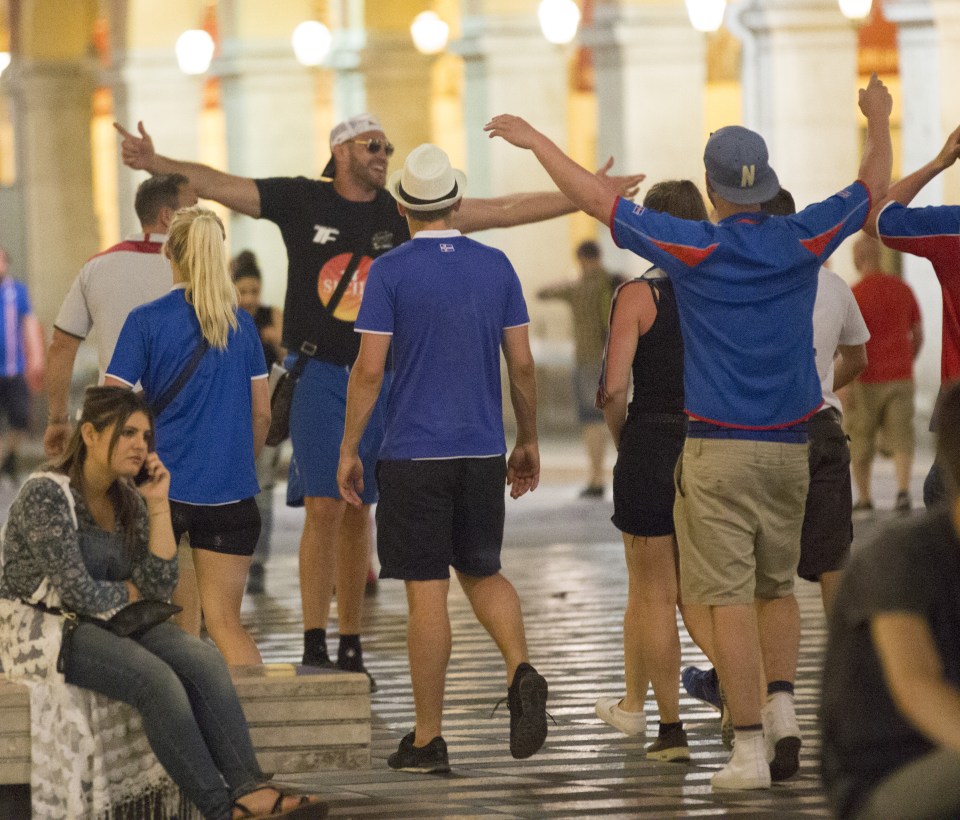  Fury parties with England and Iceland fans at Euro 2016