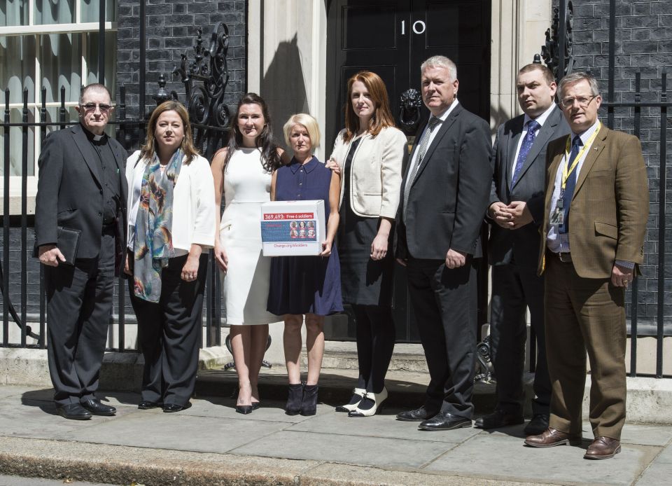  The victims' families present a petition to Downing Street with 350,000 signatures