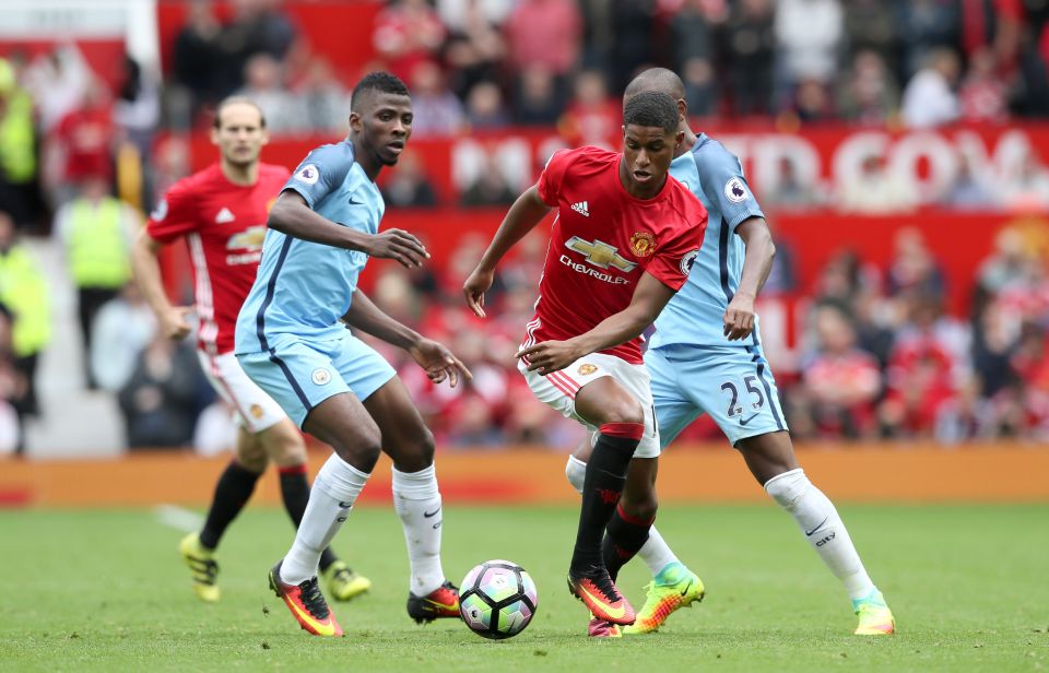  Rashford (centre) and Iheanacho (left) will face each other on Wednesday