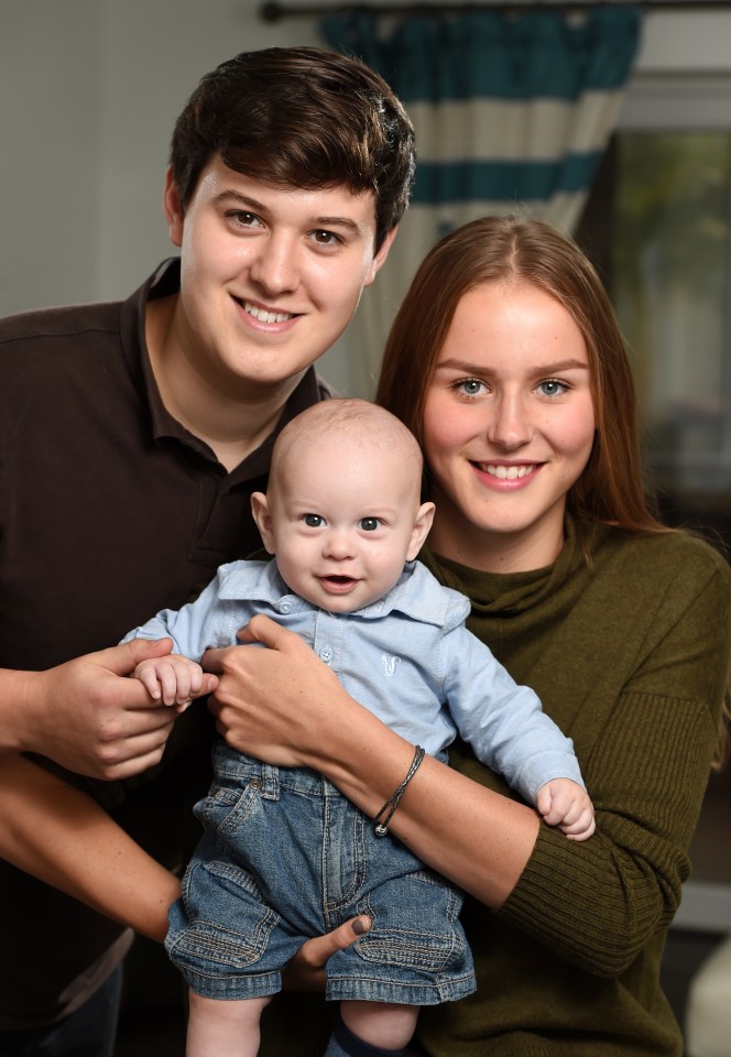  Joy... Anna, boyfriend James and baby Oliver who arrived after mum visited hospital with back pain