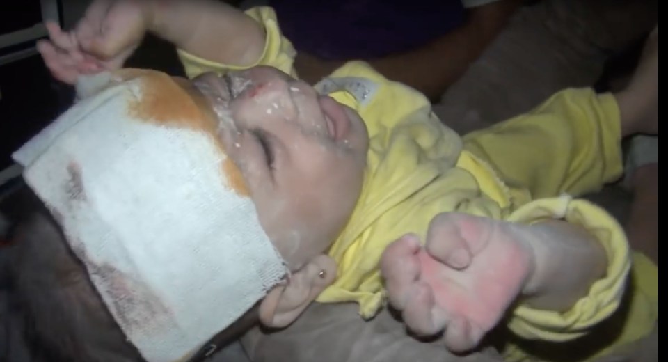 Rescue volunteer bursts into tears after rescuing a baby girl caught in Assad bombings