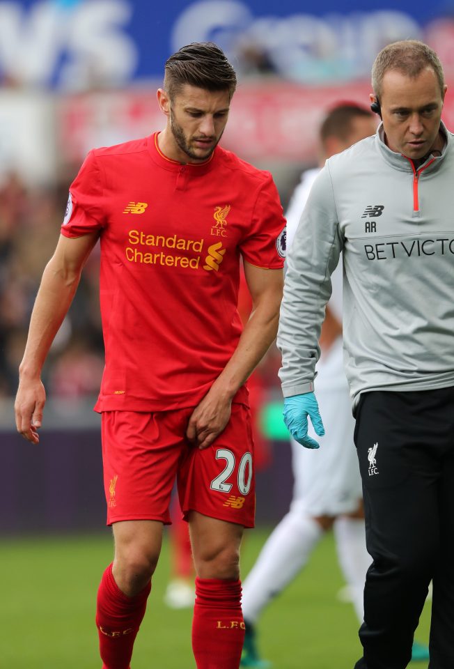  Adam Lallana limped off in the first half as Liverpool lacked a spark early on