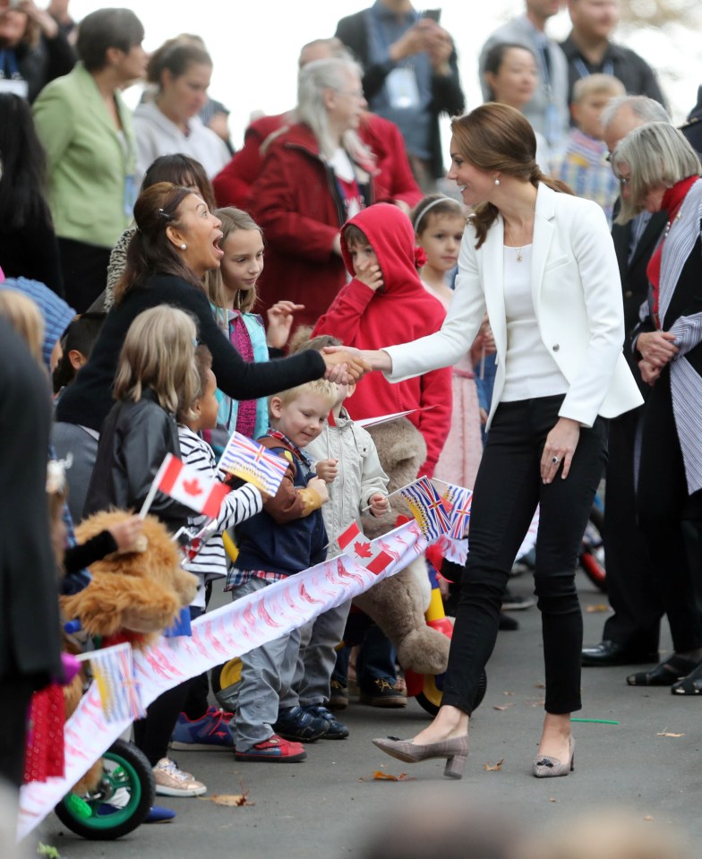 The Duchess of Cambridge talks to the public after visiting the centre